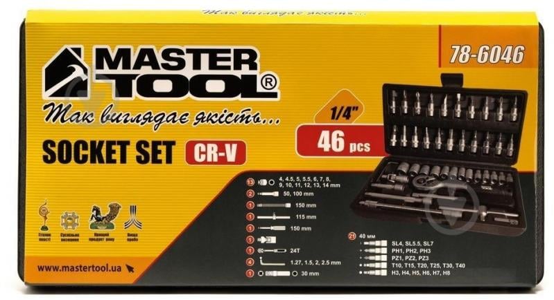 Набор головок 1/4” MasterTool 46 шт. 78-6046 - фото 5