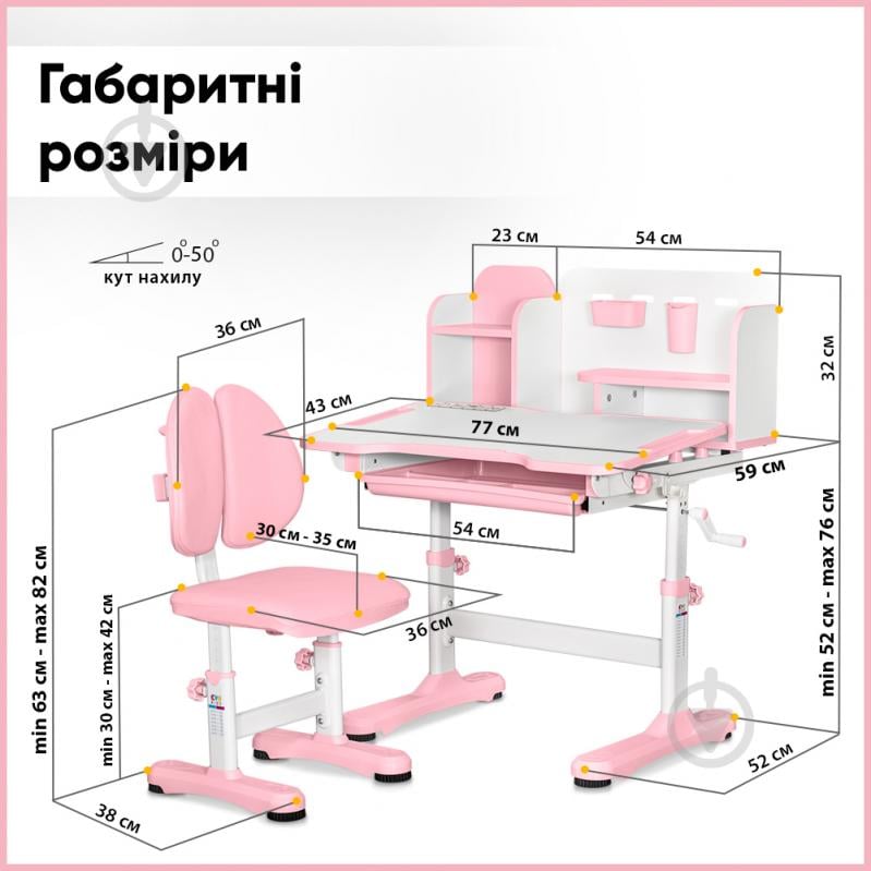 Комплект мебели детский Evo-kids BD-28 Panda Pink - фото 4