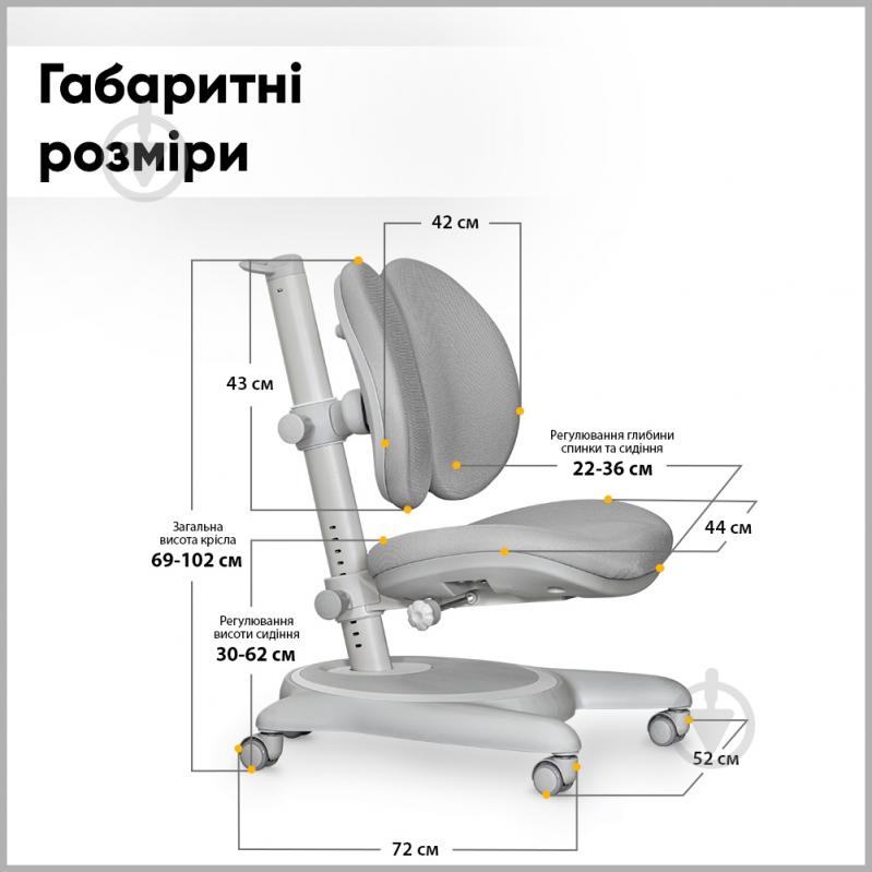 Кресло детское Mealux Ortoback Duo Grey (Y-510 G) серый - фото 4