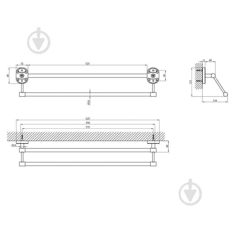 Держатель для полотенец Kroner KRM Elbe - ACC2909 - фото 2