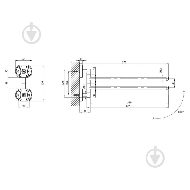Держатель для полотенец Kroner KRM Elbe - ACC2912 - фото 2 Держатель для полотенец Kroner KRM Elbe - ACC2912 - фото 2