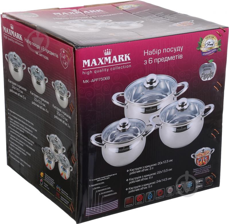Набор кастрюль Maxmark Maxmark 6 предметов MK-APP7506B - фото 7 Набор кастрюль Maxmark Maxmark 6 предметов MK-APP7506B - фото 7