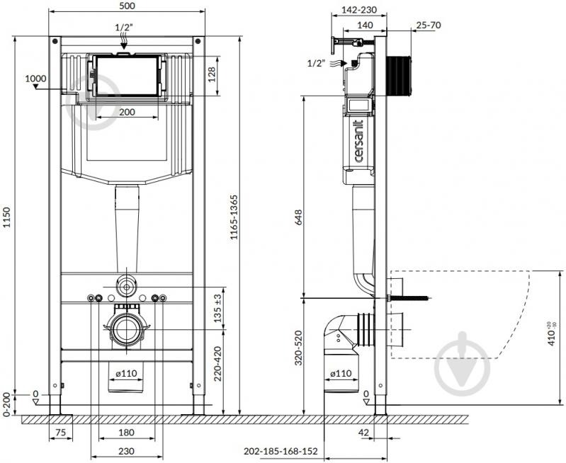 Инсталляция для унитаза Cersanit AQUA 50 QUICK FIX механическая K97-525 - фото 42