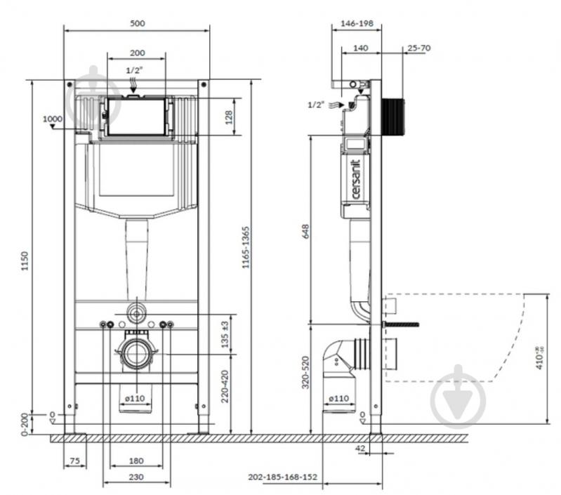 Инсталляция для унитаза Cersanit SYSTEM 50 PNEU - фото 6 Инсталляция для унитаза Cersanit SYSTEM 50 PNEU - фото 6
