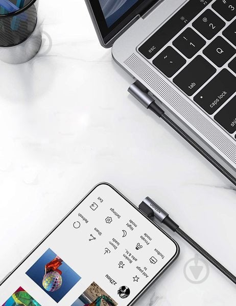 Кабель UGREEN US323 Type-C-Type-C Both Angled 3A серый/черный 1 м (UGR-70529) - фото 4