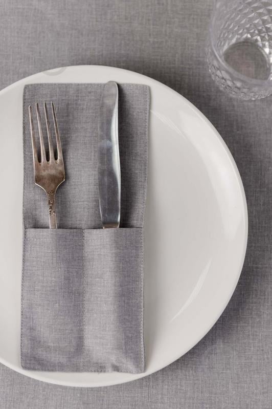 Чехол для приборов Прованс Листья серый однотон 10x24 см серый - фото 5 Чехол для приборов Прованс Листья серый однотон 10x24 см серый - фото 5