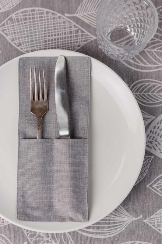 Чехол для приборов Прованс Листья серый однотон 10x24 см серый - фото 4 Чехол для приборов Прованс Листья серый однотон 10x24 см серый - фото 4