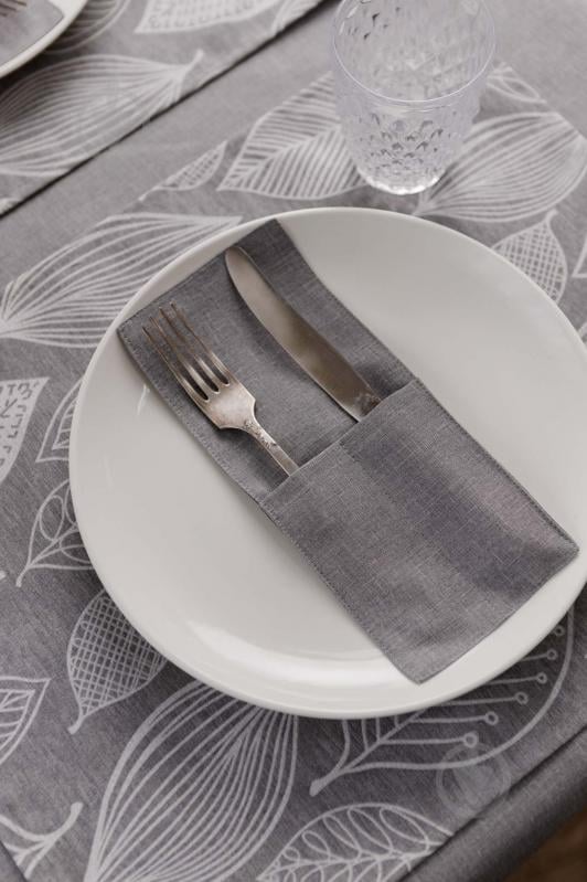 Чехол для приборов Прованс Листья серый однотон 10x24 см серый - фото 7 Чехол для приборов Прованс Листья серый однотон 10x24 см серый - фото 7