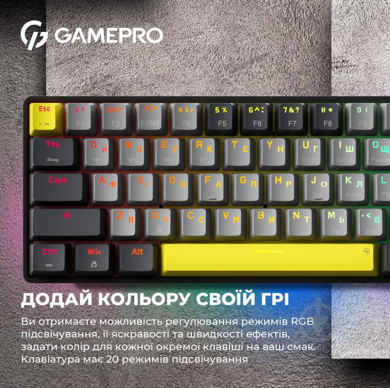 Клавиатура беспроводная GamePro (MK130R Pro) black/grey - фото 15