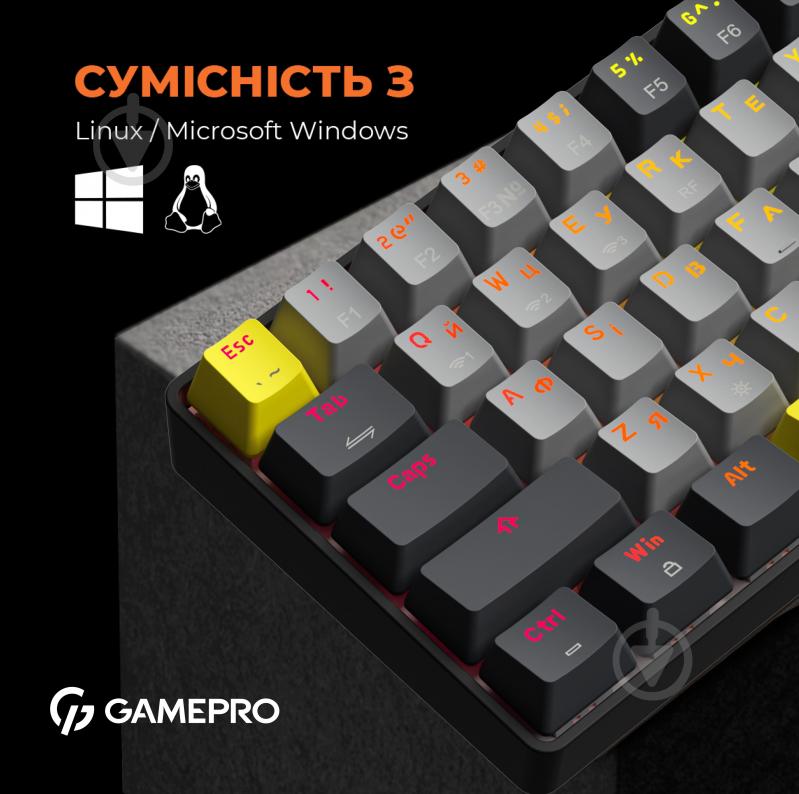 Клавиатура беспроводная GamePro (MK130R Pro) black/grey - фото 17