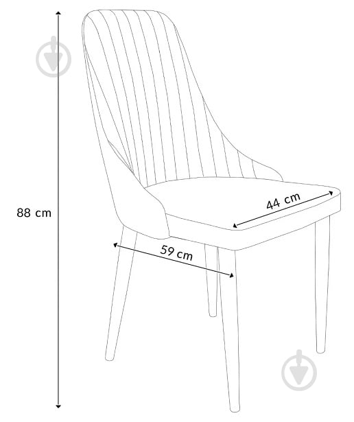 Стілець обідній Homla Louis Quilter велюр 44x59x88 см сірий / чорний - фото 6