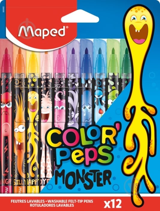 Набор фломастеров Color Peps Monster 12 цветов MP.845400 Maped - фото 1