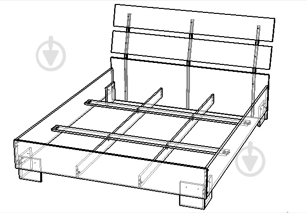 Кровать Вісент Соломон (под ламельный каркас с ножками) 160x200 см белая структура дерева/графит - фото 2