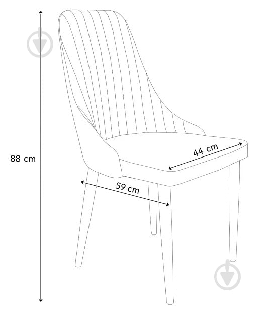 Стілець обідній Homla LOUIS велюр 44x59x88 см бежевий / чорний - фото 7