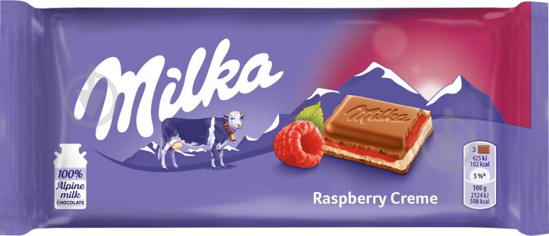 Молочний шоколад Milka Raspberry Creme м/у 100г - фото 1