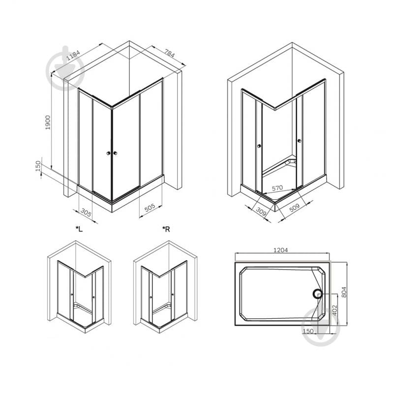 Душевое ограждение AM.PM W94G-403-12080-BТ X-Joy Square Slide 120х80 см - фото 10