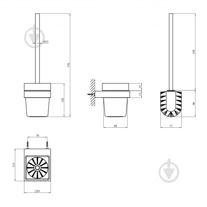 Йоржик для унітаза Kroner KRP Edelstahl Kubus SCH3910 (CV025649) - фото 2 Йоржик для унітаза Kroner KRP Edelstahl Kubus SCH3910 (CV025649) - фото 2