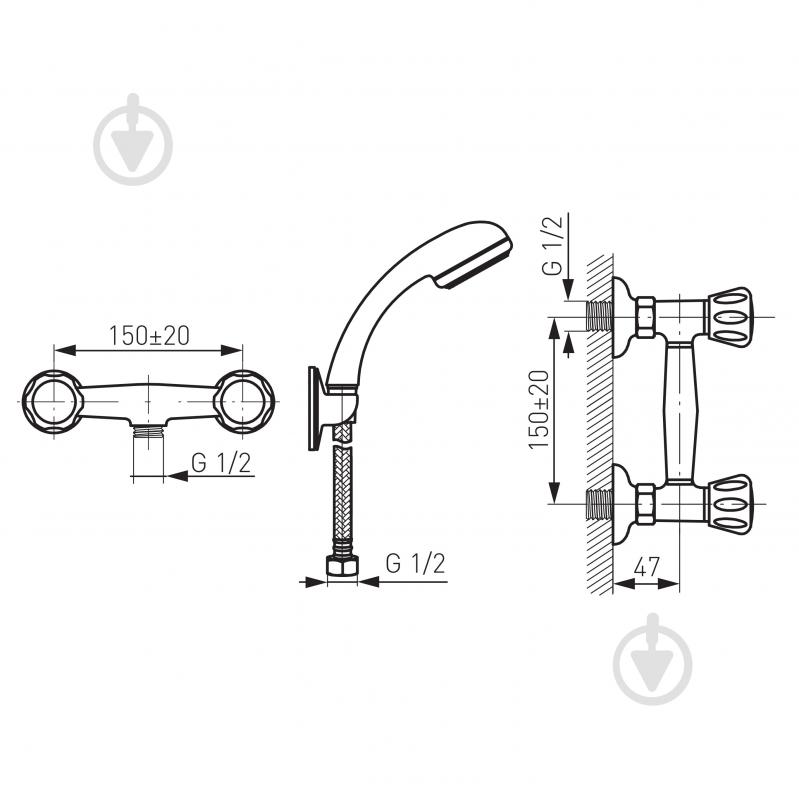 Смеситель для душа Ferro Standard BST77 - фото 2 Смеситель для душа Ferro Standard BST77 - фото 2
