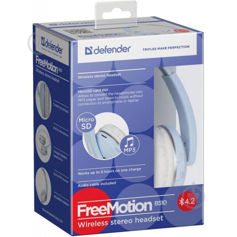 Наушники Defender FreeMotion B510 Bluetooth blue - фото 5 Наушники Defender FreeMotion B510 Bluetooth blue - фото 5