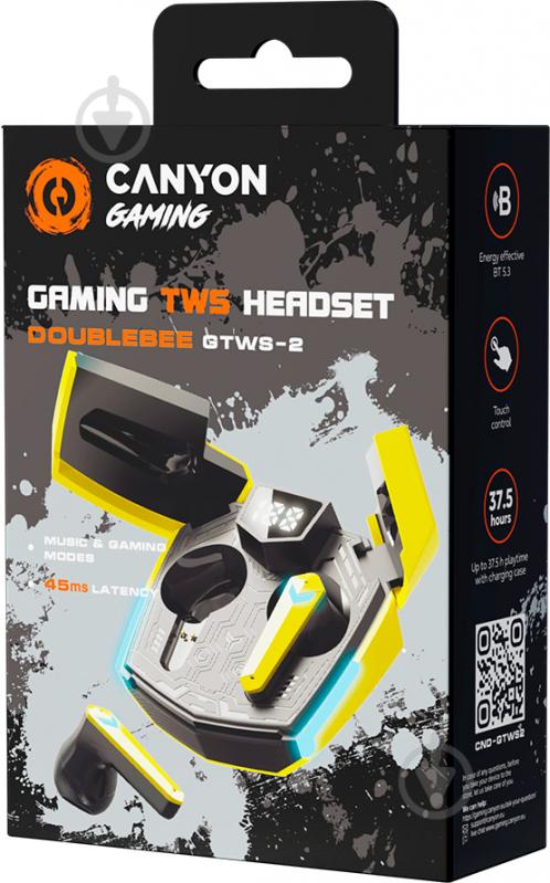 Наушники Canyon Doublebee GTWS-2 Gaming yellow (CND-GTWS2Y) - фото 6