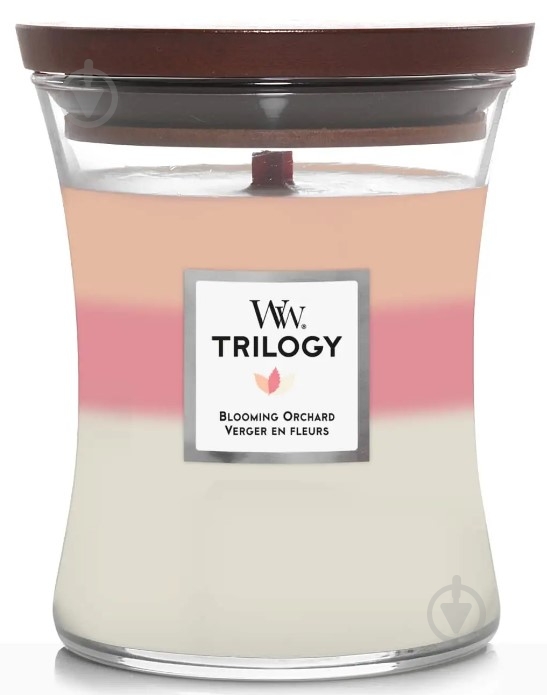 Свічка ароматична Woodwick Medium Trilogy Blooming Orchard (Квітучий фруктовий сад) 275 г - фото 1 Свічка ароматична Woodwick Medium Trilogy Blooming Orchard (Квітучий фруктовий сад) 275 г - фото 1