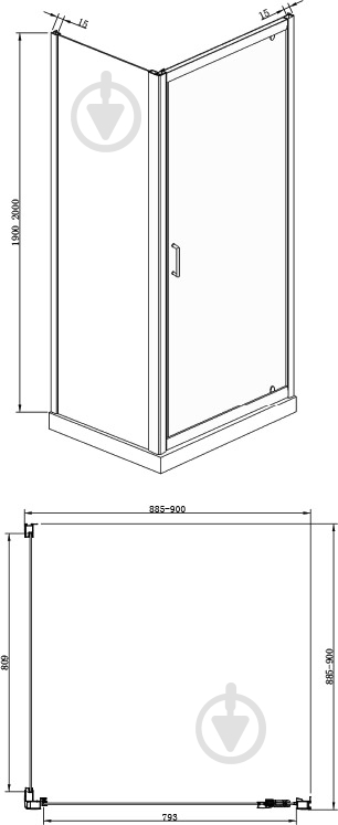 Душова кабіна Bravat Drop 90x90 BS090.2110A універсальна - фото 4