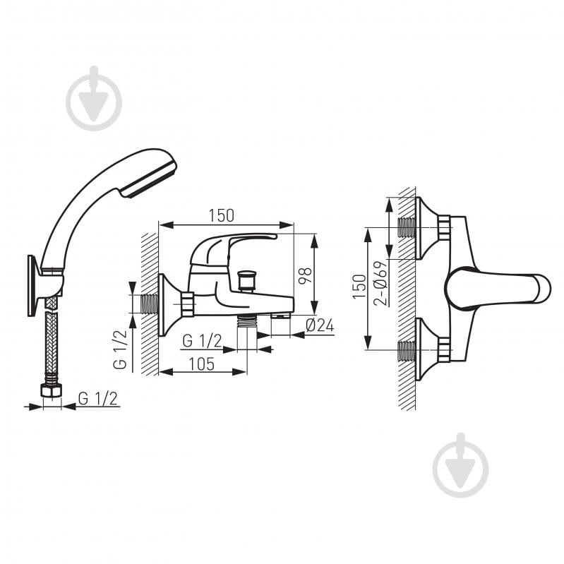 Смеситель для ванны Ferro Vasto BVA 11 - фото 2 Смеситель для ванны Ferro Vasto BVA 11 - фото 2