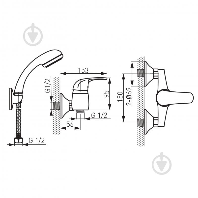 Смеситель для душа Ferro Vasto BVA77 - фото 2