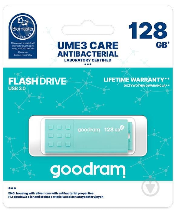 Флешпам'ять Goodram Care Green 128 ГБ USB 3.0 (UME3-1280CRR11) - фото 1