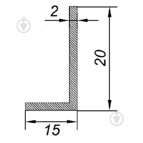 Уголок алюминий Braz Line 20x15x2,0 мм серебро 1 м 20x15x2x1000 мм - фото 2