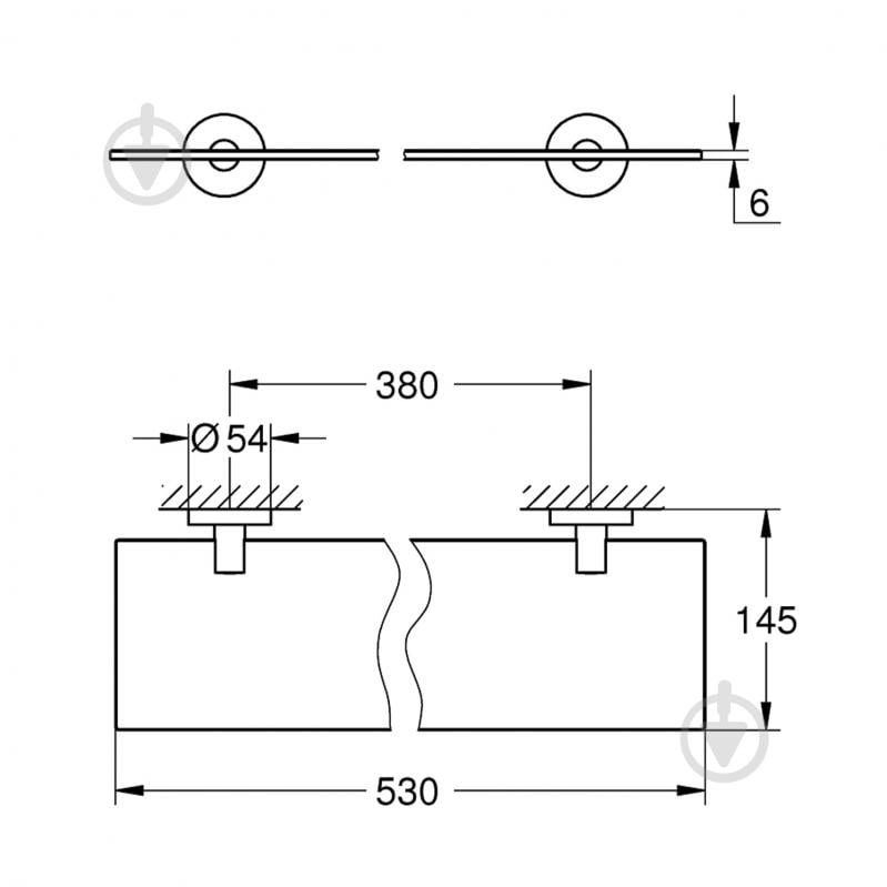Полка стеклянная Grohe QuickFix Start 41202000 (CV034612) - фото 2