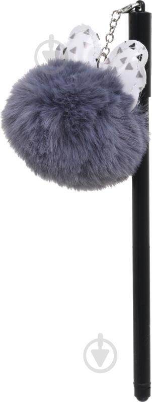 Ручка гелевая Бант с серым помпоном - фото 1
