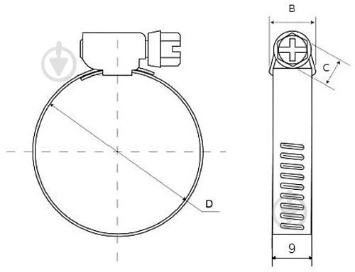 Хомут червячный MasterTool цинкованный American type 8х100-120мм 10 шт. 20-1972 - фото 2