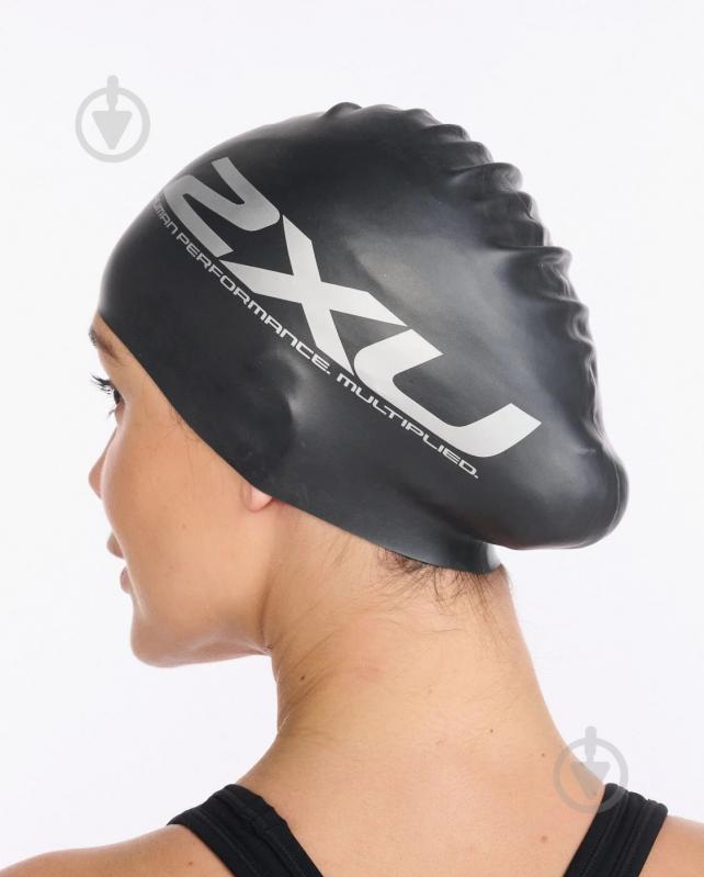 Шапочка для плавания 2XU Silicon Swim Cap US1355f_BLK/BLK one size черный - фото 1