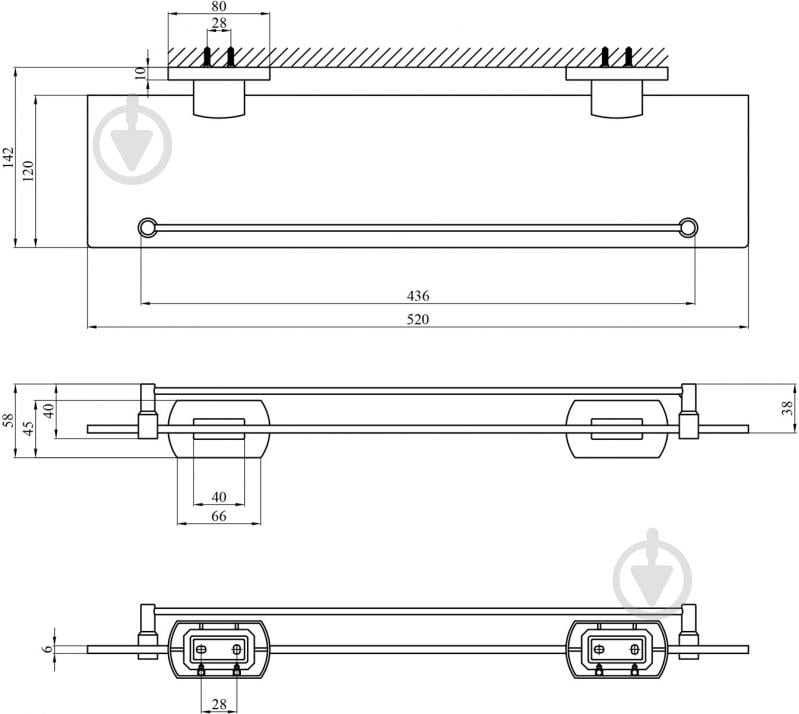 Полка для ванной Kroner KRP Graz - C95611 (CV024733) - фото 6