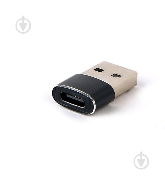 Перехідник USB Cablexpert USB 2.0, А-тато/C-мама, алюміній black (A-USB2-AMCF-02) - фото 1