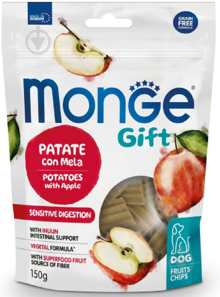 Ласощі Monge GIft Sensitive Digestion картопля та яблуко 150 г - фото 1