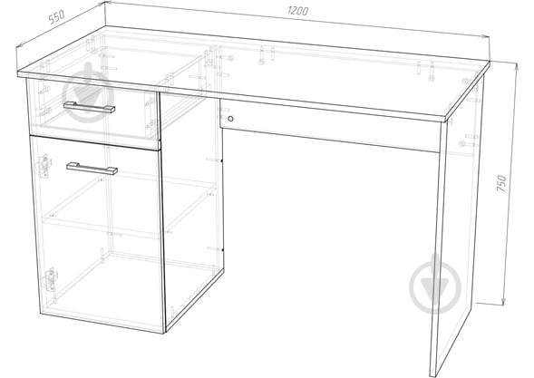 Стіл письмовий DC Ганза 750х1200х550 мм дуб ліворно/дуб ліворно - фото 4