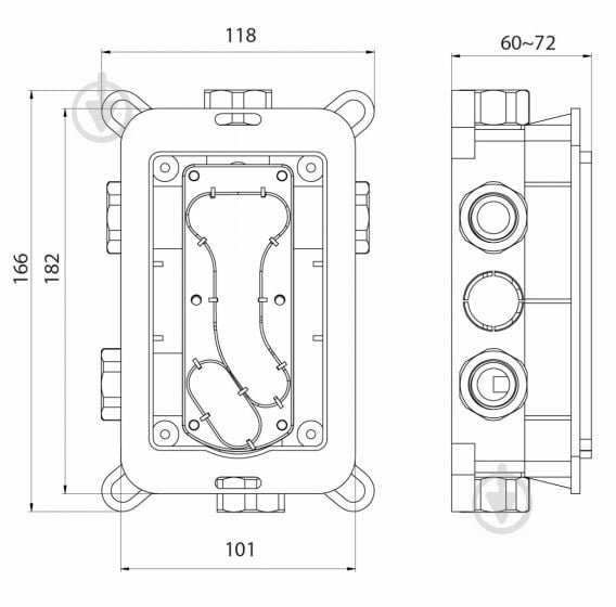 Корпус Rubineta смесителя скрытого монтажа Rubineta Box Kubo-2F PM0014 - фото 2