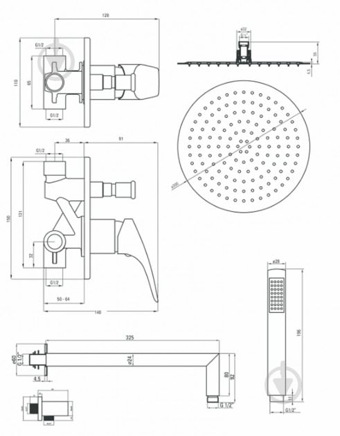 Душевая система скрытого монтажа Ferro Rotondo SET-ROT1-P - фото 2