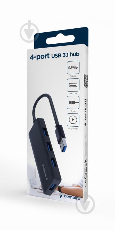 USB-хаб Gembird UHB-U3P4-03, на 4 порти USB 3.1, пластик - фото 3