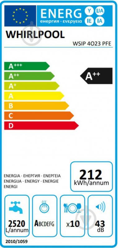 Встраиваемая посудомоечная машина Whirlpool WSIP 4O23 PFE - фото 3