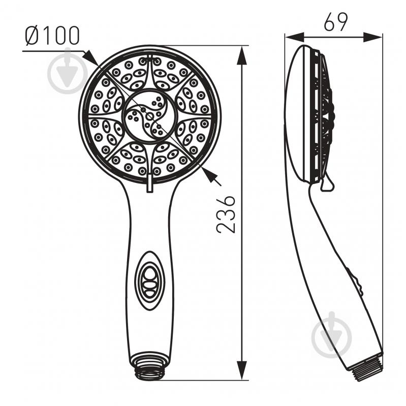 Ручний душ Ferro Lido 100 мм S13 - фото 2
