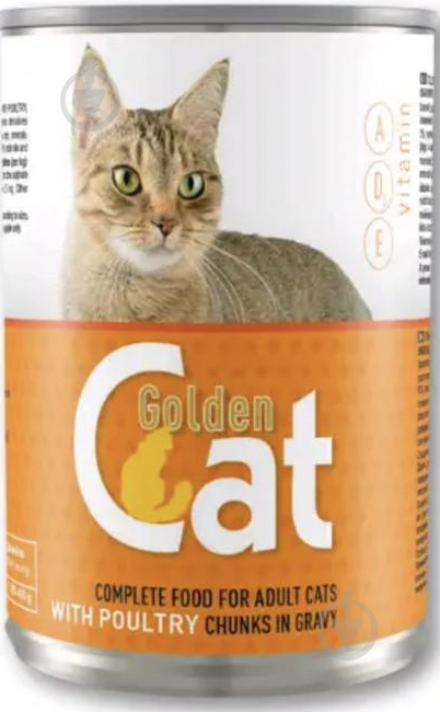 Консерва для взрослых котов всех пород Golden Cat с курицей 415 г - фото 1