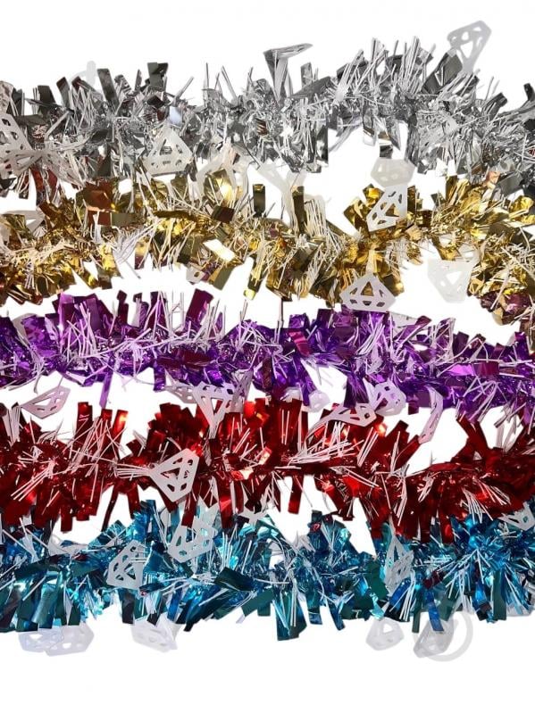 Дощик новорічний Long Dragon LD25-015 9 см 2 м в асортименті - фото 1 Дощик новорічний Long Dragon LD25-015 9 см 2 м в асортименті - фото 1