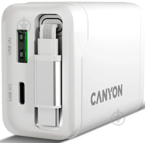 Зарядний пристрій Canyon OnCharge 65RC Build-In Cable USB-C 65W 1xPD 1xQC White (CNS-CURC65ACB) - фото 5 Зарядний пристрій Canyon OnCharge 65RC Build-In Cable USB-C 65W 1xPD 1xQC White (CNS-CURC65ACB) - фото 5