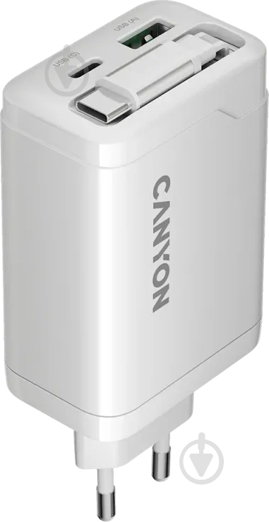 Зарядний пристрій Canyon OnCharge 65RC Build-In Cable USB-C 65W 1xPD 1xQC White (CNS-CURC65ACB) - фото 4 Зарядний пристрій Canyon OnCharge 65RC Build-In Cable USB-C 65W 1xPD 1xQC White (CNS-CURC65ACB) - фото 4