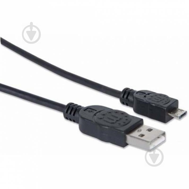 Кабель Manhattan USB Am – microUSB 1,8 м чорний (307178) - фото 1