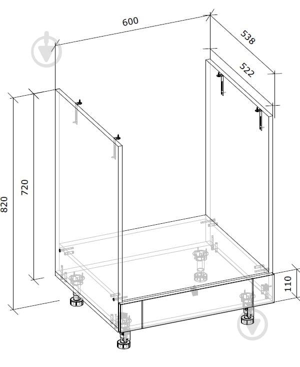 Тумба нижняя под духовку НДФ 60/82/52 МС Амели кашемир/дуб кремона торро Грейд - фото 4