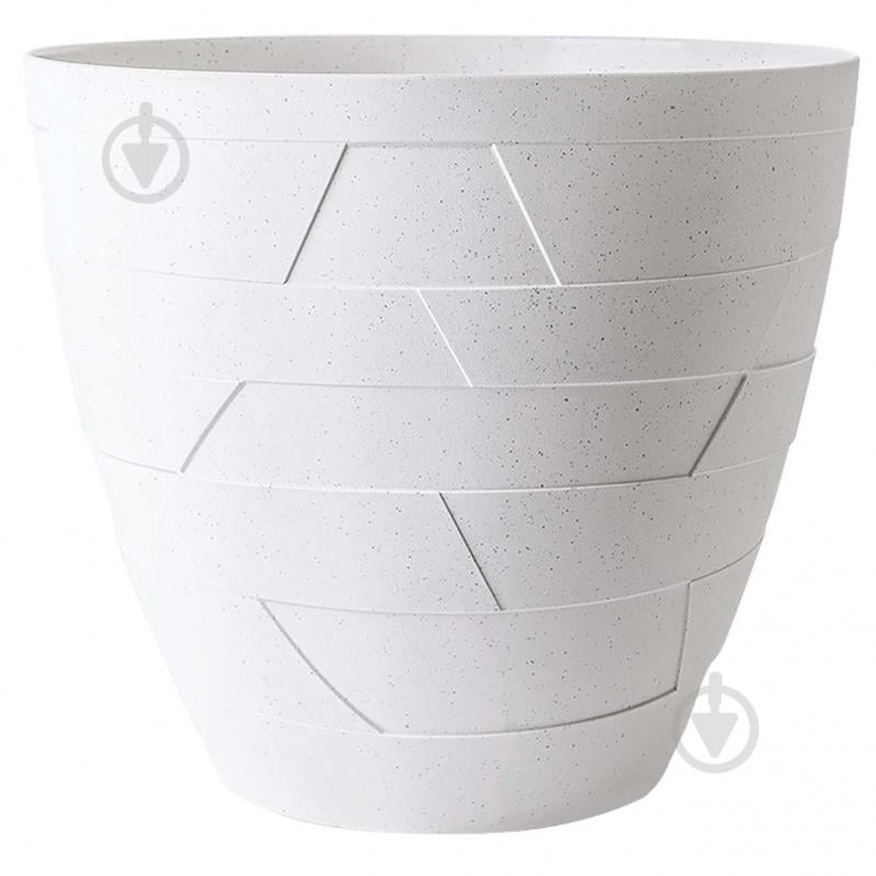 Вазон пластик Керамо d19,5х17,5 см круглий біла роза/бетон 3 л Алеана - фото 1 Вазон пластик Керамо d19,5х17,5 см круглий біла роза/бетон 3 л Алеана - фото 1